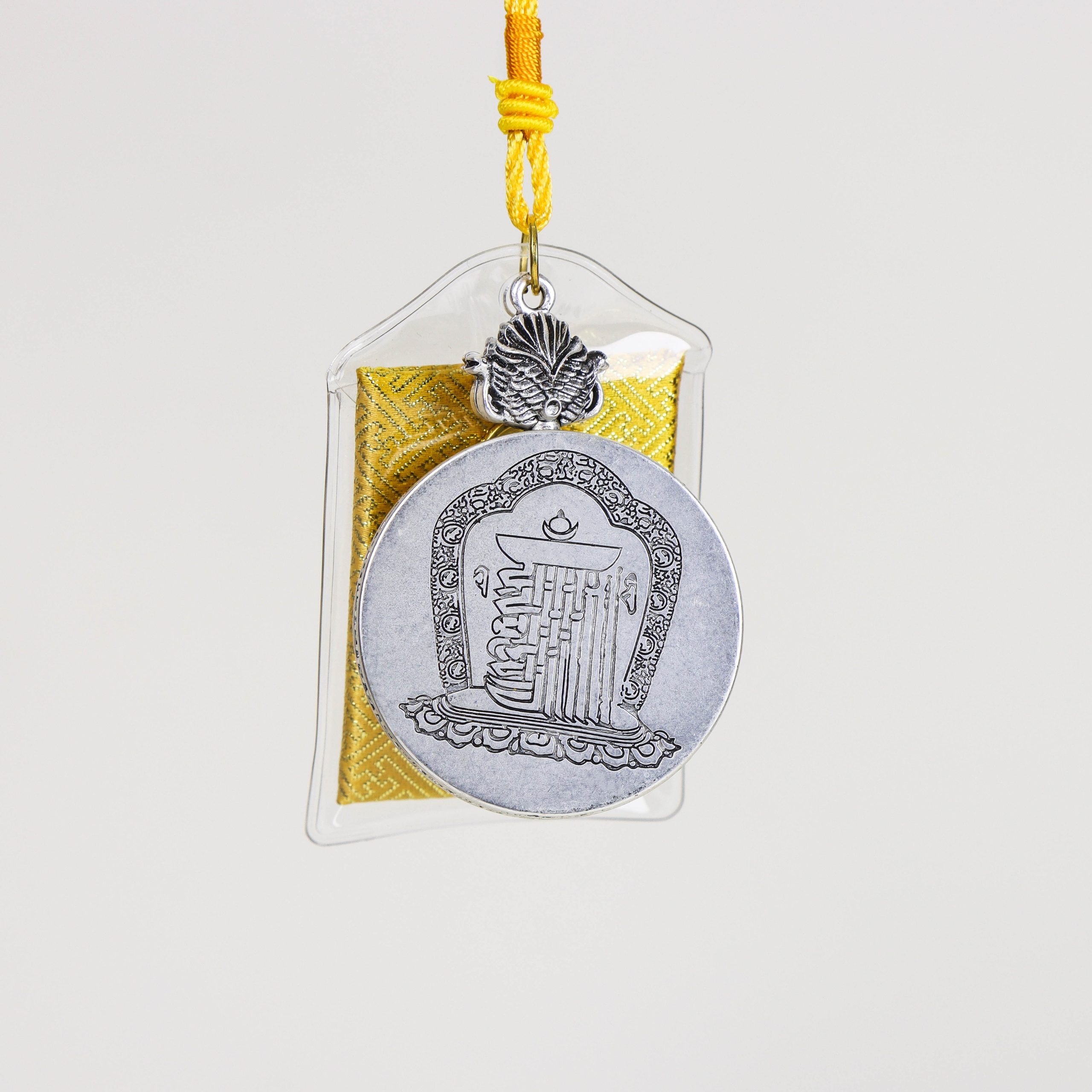 Hand-painted, God of Wealth bringing prosperity (round charm)